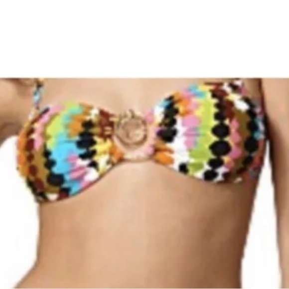 Trina Turk Madagascar Vivid Multicolor Bandeau Bikini Top Size M - Picture 1 of 2